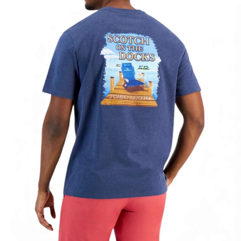 Tommy Bahama Scotch On The‎ Docks Tee Shirt in Heather Navy Size XXXL NEW